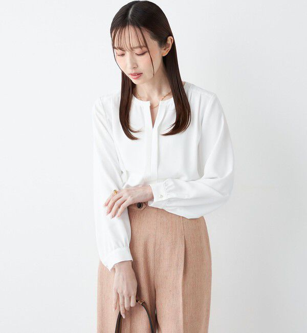 SHIPS Colors 「SHIPS Colors:〈手洗い可能〉2WAY ノーカラー ブラウス◇」|シャツ・ブラウス|