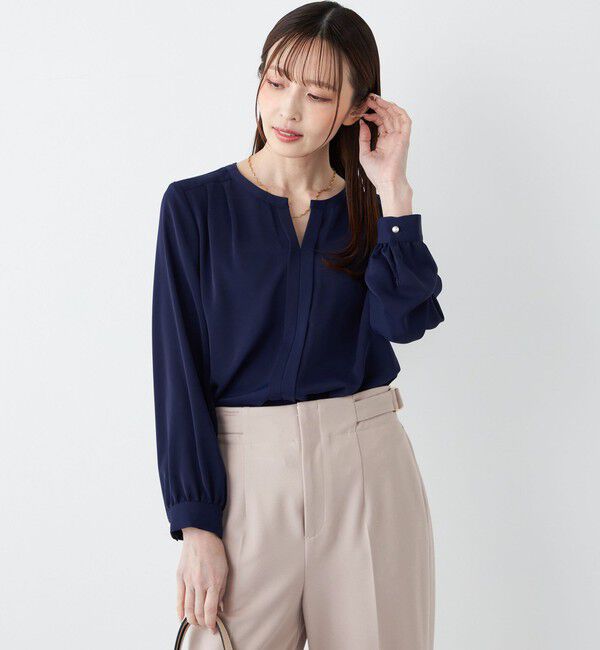 SHIPS Colors 「SHIPS Colors:〈手洗い可能〉2WAY ノーカラー ブラウス◇」|シャツ・ブラウス|