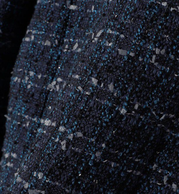 quaranciel「quaranciel: ツイード ノーラペル フリンジ ジャケット」|ノーカラージャケット|