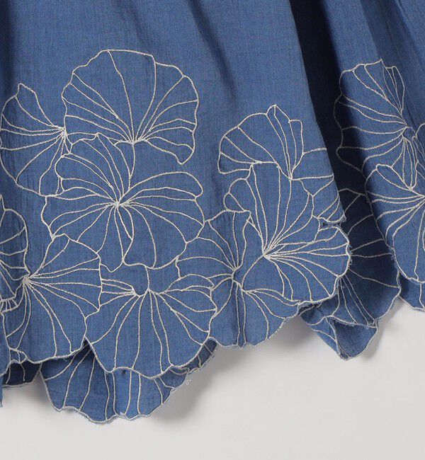 SHIPS any「SHIPS any:〈手洗い可能〉シアー デニム フラワー エンブロ タック シャツ」|シャツ・ブラウス|