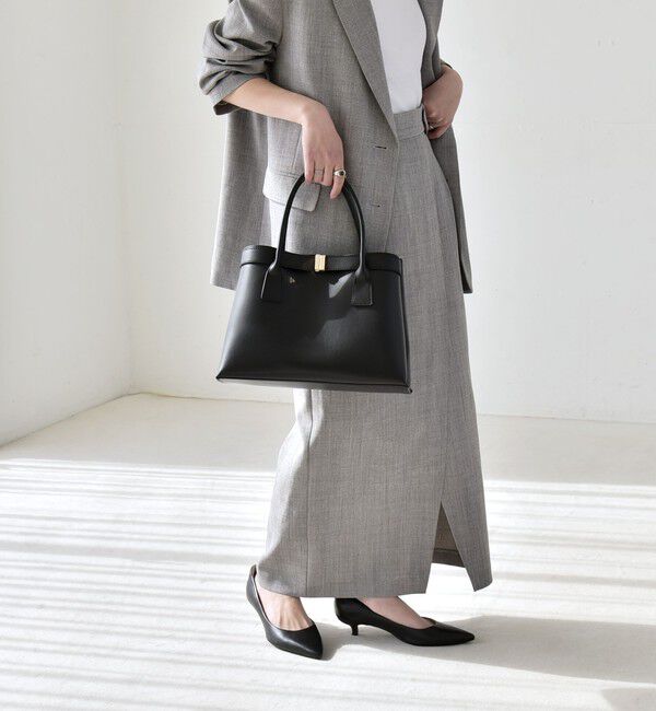 quaranciel「quaranciel:〈手洗い可能〉ウーステッド Iライン スリット スカート（セットアップ対応）」|スカート|