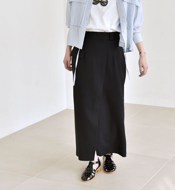 quaranciel「quaranciel:〈手洗い可能〉ウーステッド Iライン スリット スカート（セットアップ対応）」|スカート|