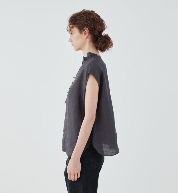 GALERIE VIE「リネンポプリン カットオフフリルブラウス」|シャツ・ブラウス|