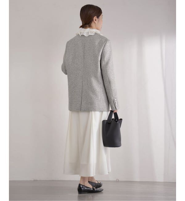 IENA「&NAVY ツィーディーダブルジャケット」|ノーカラージャケット|