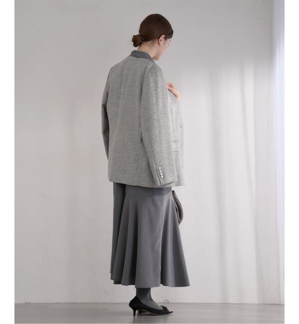 IENA「&NAVY ツィーディーダブルジャケット」|ノーカラージャケット|