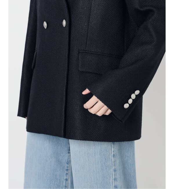 IENA「&NAVY ツィーディーダブルジャケット」|ノーカラージャケット|