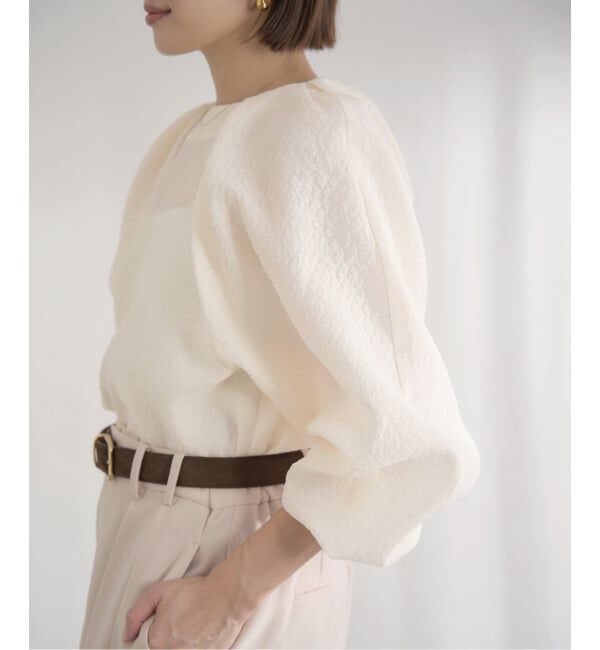 IENA「&NAVY オーガンジージャガードタックブラウス」|シャツ・ブラウス|