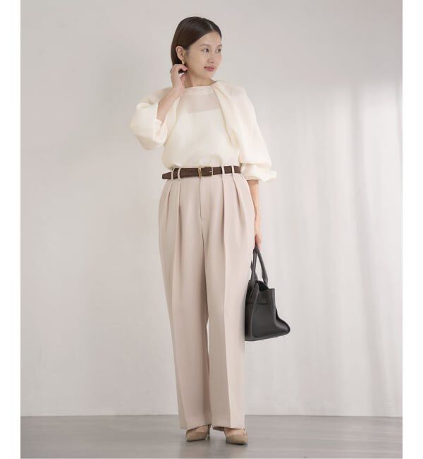 IENA「&NAVY オーガンジージャガードタックブラウス」|シャツ・ブラウス|