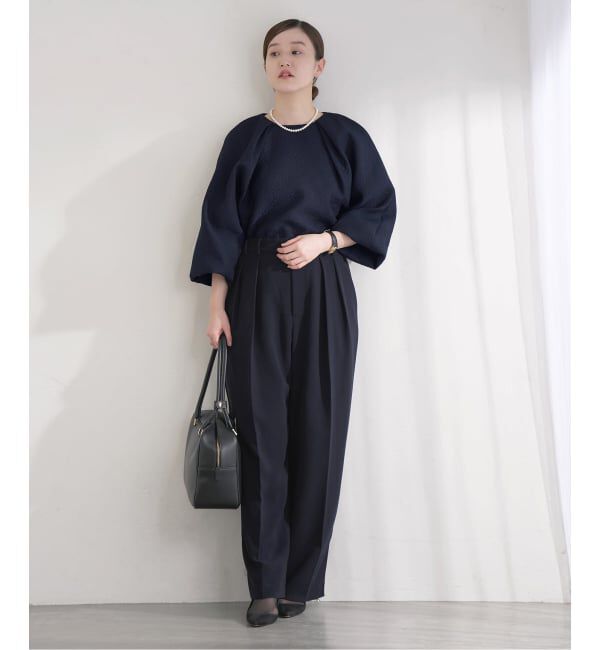 IENA「&NAVY オーガンジージャガードタックブラウス」|シャツ・ブラウス|