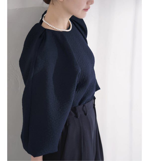 IENA「&NAVY オーガンジージャガードタックブラウス」|シャツ・ブラウス|