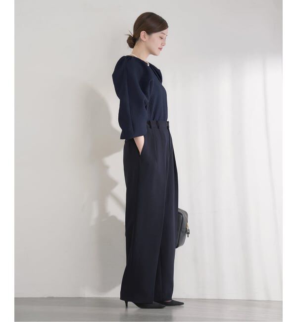 IENA「&NAVY オーガンジージャガードタックブラウス」|シャツ・ブラウス|