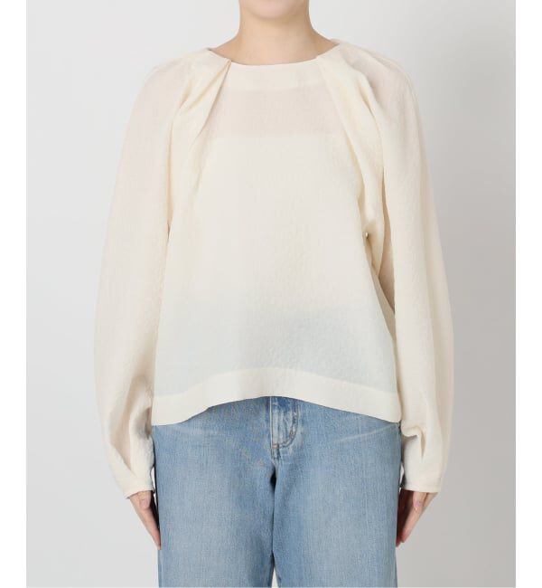 IENA「&NAVY オーガンジージャガードタックブラウス」|シャツ・ブラウス|