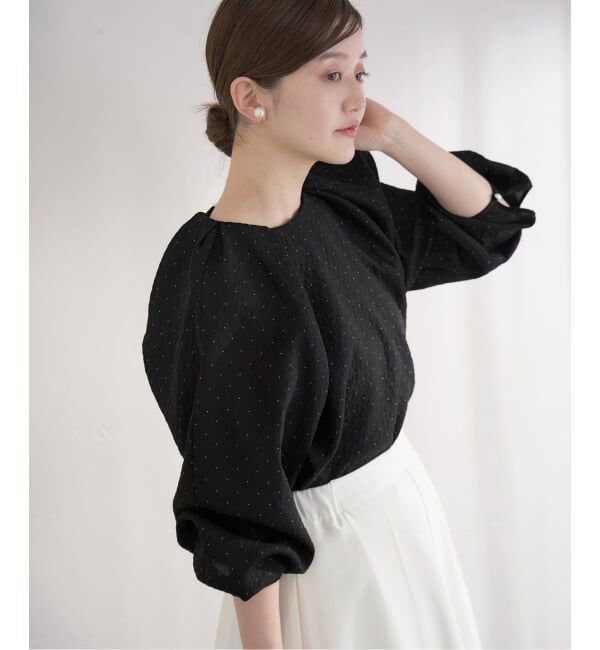 IENA「&NAVY オーガンジージャガードタックブラウス」|シャツ・ブラウス|