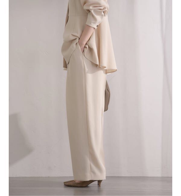 IENA「&NAVY ジョーゼットサイドゴムタックパンツ」|スラックス|