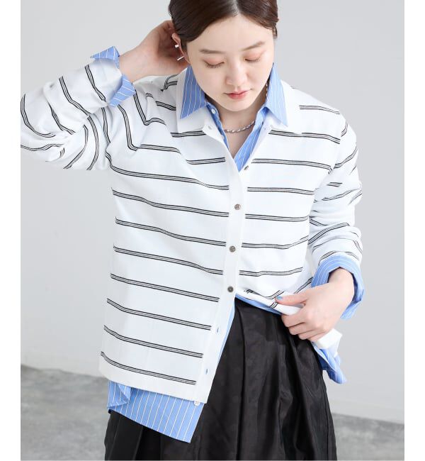 IENA「襟付きボーダーニット」|ニット・セーター|