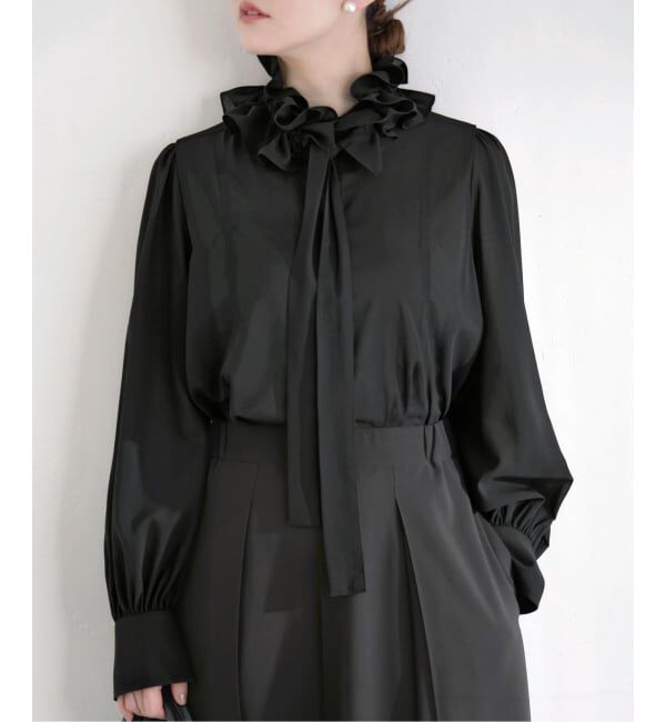 IENA「《追加予約》&NAVYシアーボウタイブラウス」|シャツ・ブラウス|ブラック