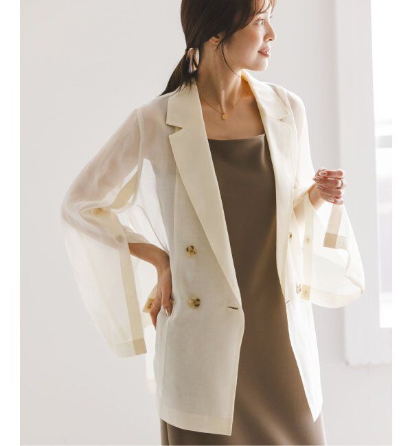 NOBLE「《追加》ソフトオーガンジーシアージャケット 3」|テーラードジャケット|ナチュラル