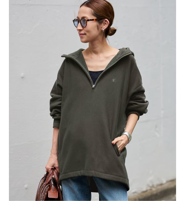 FRAMeWORK「Champion 別注REVERSE WEAVE11.5OZフードハーフジップドロストプルオーバー」|スウェット・ジャージ|