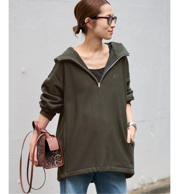 FRAMeWORK「Champion 別注REVERSE WEAVE11.5OZフードハーフジップドロストプルオーバー」|スウェット・ジャージ|