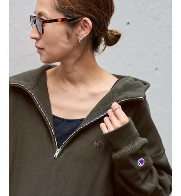 FRAMeWORK「Champion 別注REVERSE WEAVE11.5OZフードハーフジップドロストプルオーバー」|スウェット・ジャージ|