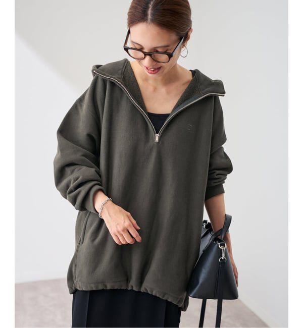 FRAMeWORK「Champion 別注REVERSE WEAVE11.5OZフードハーフジップドロストプルオーバー」|スウェット・ジャージ|