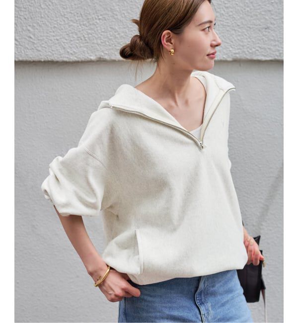 FRAMeWORK「Champion 別注REVERSE WEAVE11.5OZフードハーフジップドロストプルオーバー」|スウェット・ジャージ|