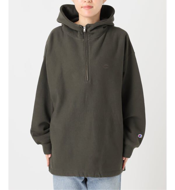 FRAMeWORK「Champion 別注REVERSE WEAVE11.5OZフードハーフジップドロストプルオーバー」|スウェット・ジャージ|