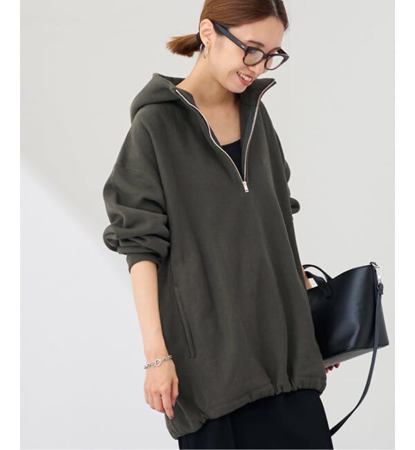 FRAMeWORK「Champion 別注REVERSE WEAVE11.5OZフードハーフジップドロストプルオーバー」|スウェット・ジャージ|