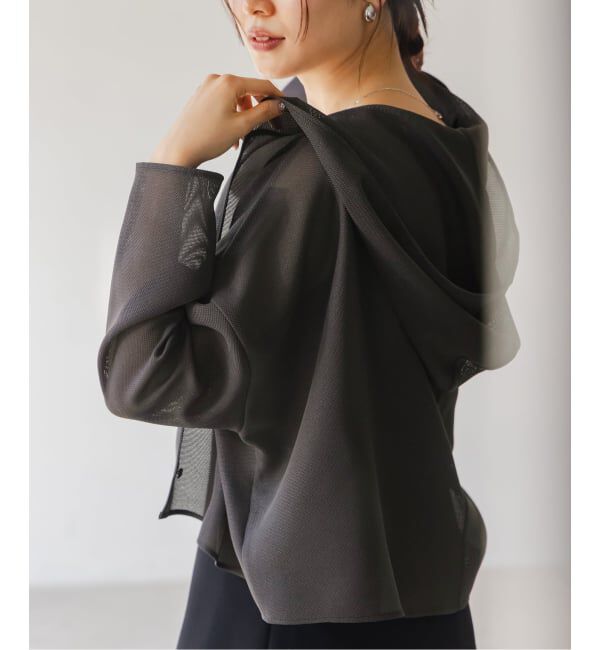 NOBLE「《追加》ブリーズメッシュショートフードブラウス」|シャツ・ブラウス|ブラック D