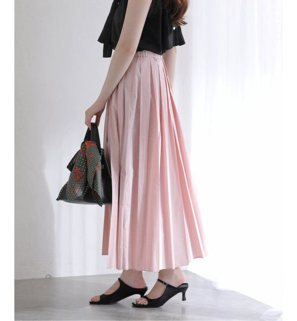  「【洗える】タフタプリーツスカート」|スカート|ピンク