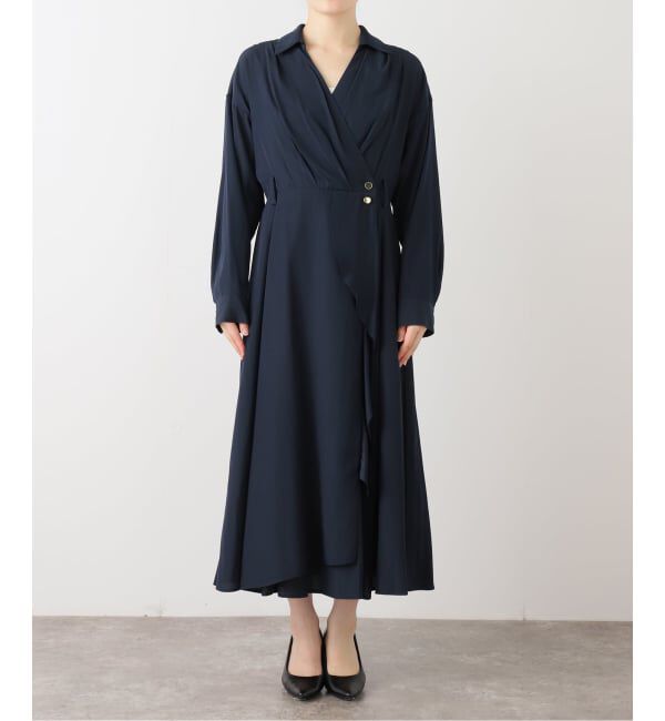  「【洗える】カシュクールシャツワンピース」|ワンピース|