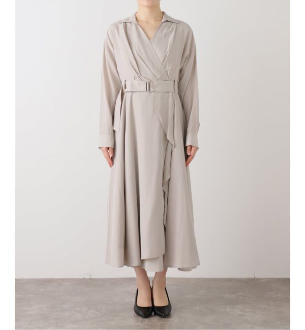  「【洗える】カシュクールシャツワンピース」|ワンピース|