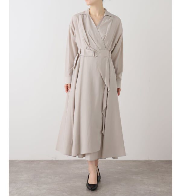  「【洗える】カシュクールシャツワンピース」|ワンピース|