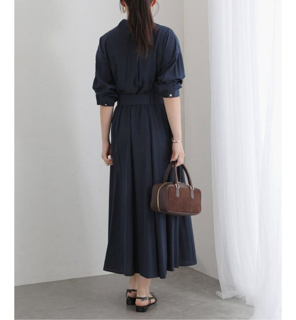  「【洗える】カシュクールシャツワンピース」|ワンピース|