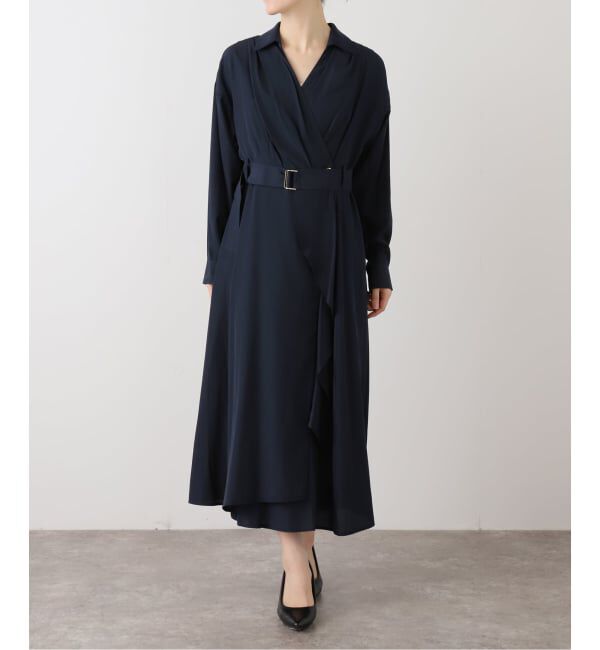  「【洗える】カシュクールシャツワンピース」|ワンピース|