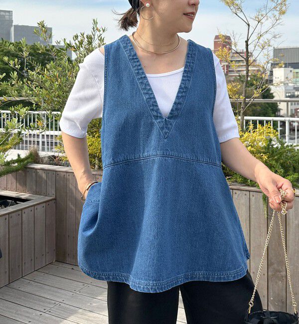 Rie Miller「【RM denim】ペプラムジレデニムブラウス」|シャツ・ブラウス|