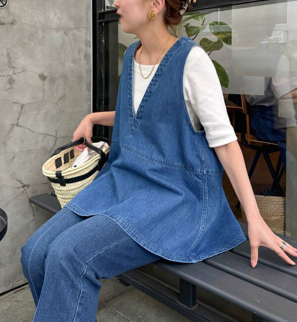 Rie Miller「【RM denim】ペプラムジレデニムブラウス」|シャツ・ブラウス|