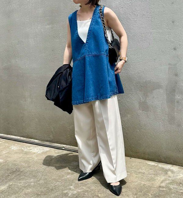 Rie Miller「【RM denim】ペプラムジレデニムブラウス」|シャツ・ブラウス|