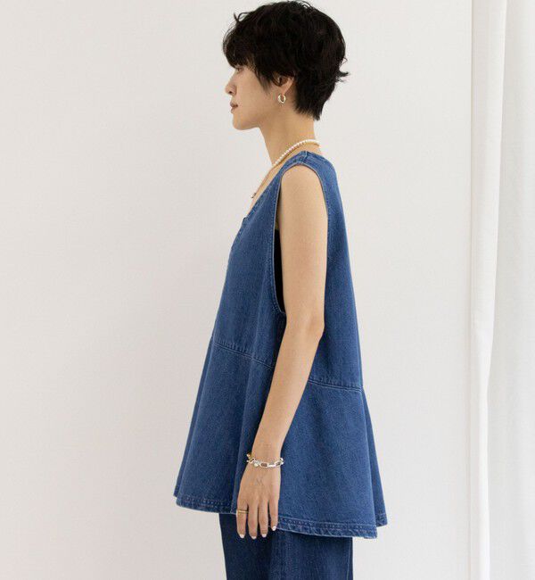 Rie Miller「【RM denim】ペプラムジレデニムブラウス」|シャツ・ブラウス|