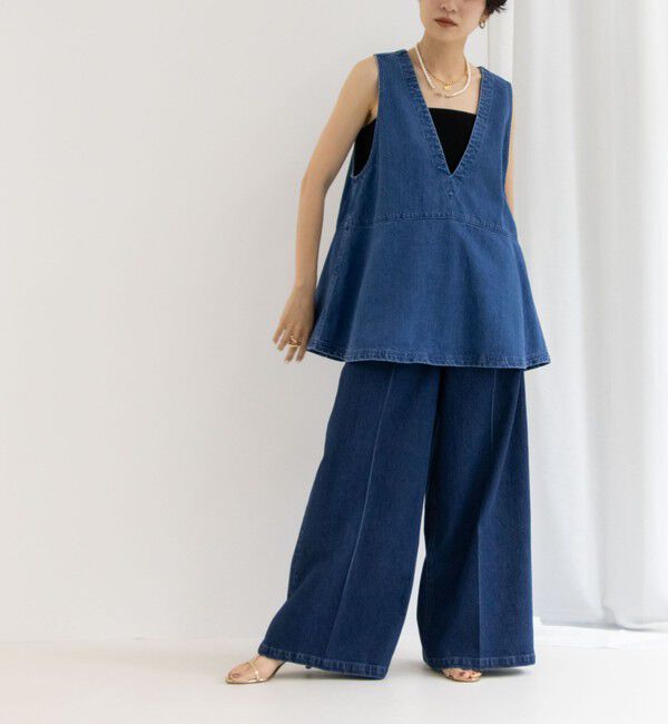 Rie Miller「【RM denim】ペプラムジレデニムブラウス」|シャツ・ブラウス|