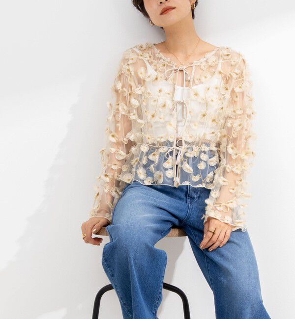 NOLLEY'S「《セットアップ対応》ウォッシャブルチュール刺繍2WAYブラウス」|シャツ・ブラウス|ホワイト系4