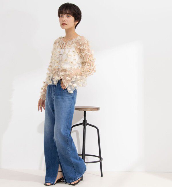 NOLLEY'S「《セットアップ対応》ウォッシャブルチュール刺繍2WAYブラウス」|シャツ・ブラウス|