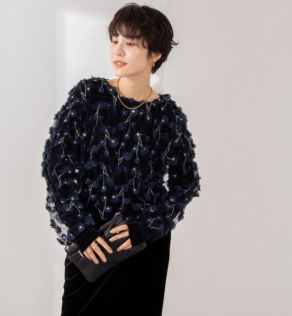 NOLLEY'S「《セットアップ対応》ウォッシャブルチュール刺繍2WAYブラウス」|シャツ・ブラウス|