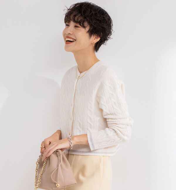 NOLLEY'S「ホールガーメントケーブル柄配色カーディガン」|カーディガン|