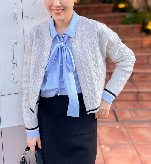 NOLLEY'S「ホールガーメントケーブル柄配色カーディガン」|カーディガン|