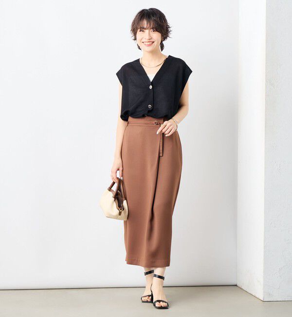 NOLLEY'S「ウォッシャブル片タック タイトミディスカート」|タイト|