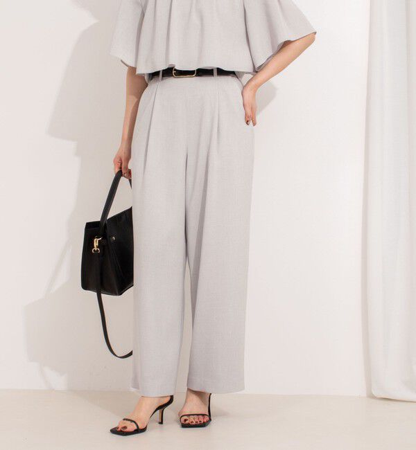 NOLLEY'S「《セットアップ対応》ウォッシャブル麻調タックワイドパンツ」|その他|ライトグレー