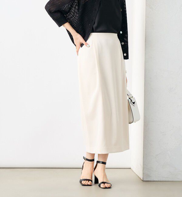 NOLLEY'S「《セットアップ対応》ウォッシャブル麻調タックタイトミディスカート」|タイト|