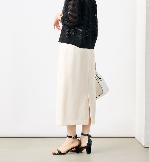 NOLLEY'S「《セットアップ対応》ウォッシャブル麻調タックタイトミディスカート」|タイト|