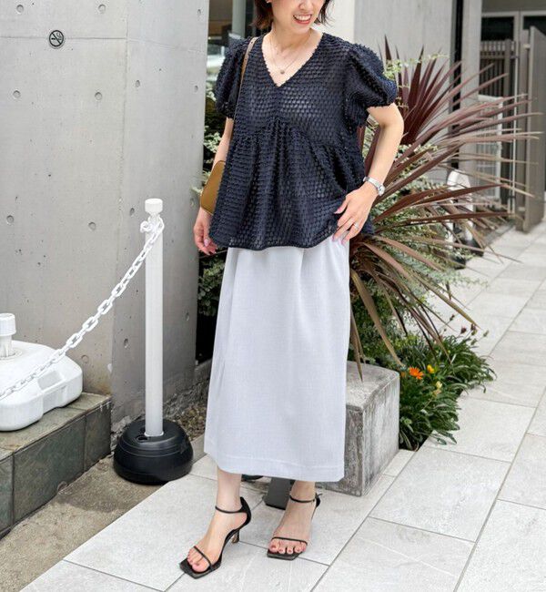 NOLLEY'S「《セットアップ対応》ウォッシャブル麻調タックタイトミディスカート」|タイト|